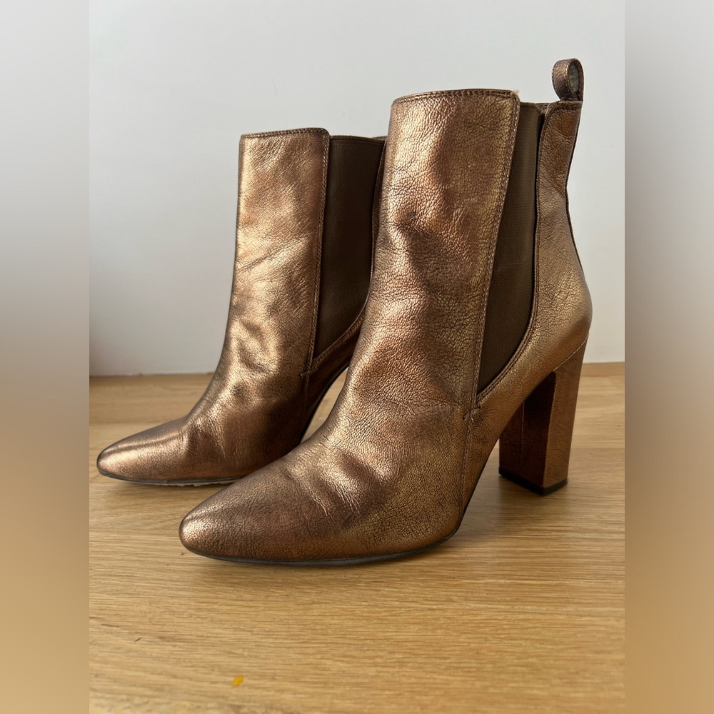 Vince Camuto Britsy Bronze Leather Booties size 10